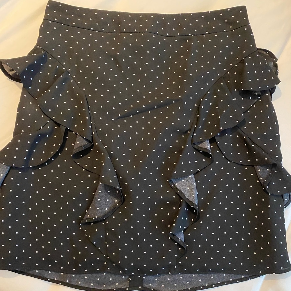River Island black polka dot mini skirt
